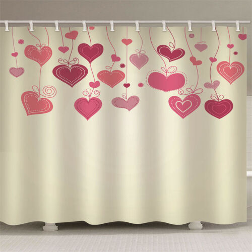 3D Bunches Of Red Hearts Waterproof Fabric Shower Curtain For Bathroom