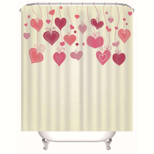 3D Bunches Of Red Hearts Waterproof Fabric Shower Curtain For Bathroom - Image 2