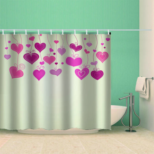 3D Bunches Of Red Hearts Waterproof Fabric Shower Curtain For Bathroom - Image 3