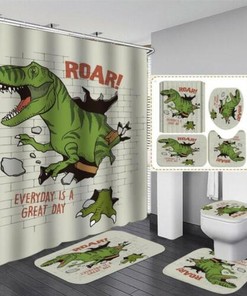 3D Cartoon Dog Animal Print Shower Curtain Set For Kids Bathroom