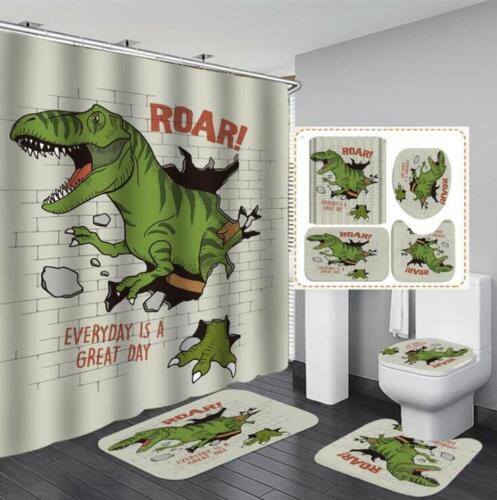 3D Cartoon Dog Animal Print Shower Curtain Set For Kids Bathroom