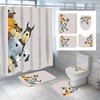 3D Cartoon Dog Animal Print Shower Curtain Set With Curtain Full Size