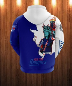 3D Cartoon Graphic Zip Hoodie - All Over Print Hoodie For Fans Of New York Rangers
