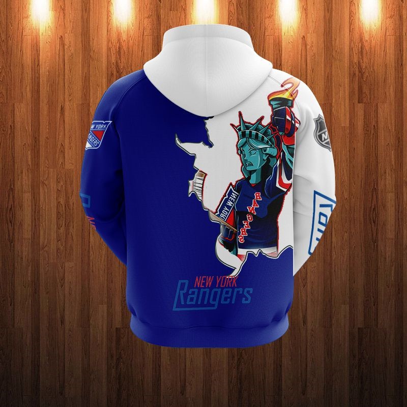 3D Cartoon Graphic Zip Hoodie - All Over Print Hoodie For Fans Of New York Rangers