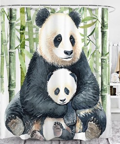 3D Cartoon Panda Bamboo Animal Shower Curtain - Cute Animal Prints
