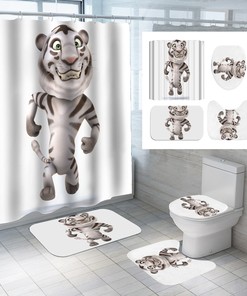 3D Cartoon Tiger Animals Shower Curtain - Detailed And Realistic Prints