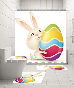 3D Cartoons Easter Eggs Rabbit Shower Curtain - Festive And Cute Prints