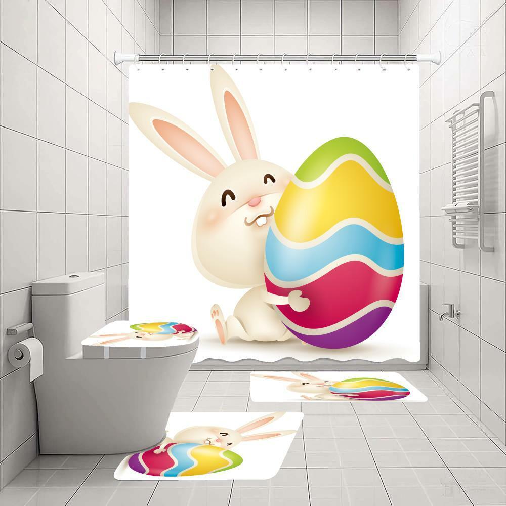 3D Cartoons Easter Eggs Rabbit Shower Curtain - Festive And Cute Prints
