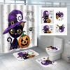 3D Cat Pumpkin Head Halloween Shower Curtain - Festive And Cute Prints