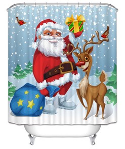 3D Christmas Santa Claus Snowflakes Shower Curtain - Festive Prints