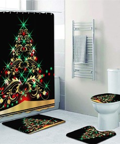 3D Christmas Shower Curtain For Home Decoration With Snowman Print