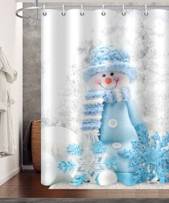3D Christmas Snowman Snowflake Shower Curtain - Festive Prints