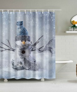 3D Christmas Xmas Snowman Snowflake Shower Curtain - Festive Prints