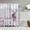 3D Deer Elk Grassland Forest Animal Shower Curtain - Animal Prints And Nature Patterns