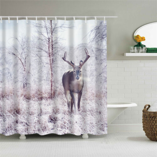 3D Deer Elk Grassland Forest Animal Shower Curtain - Animal Prints And Nature Patterns
