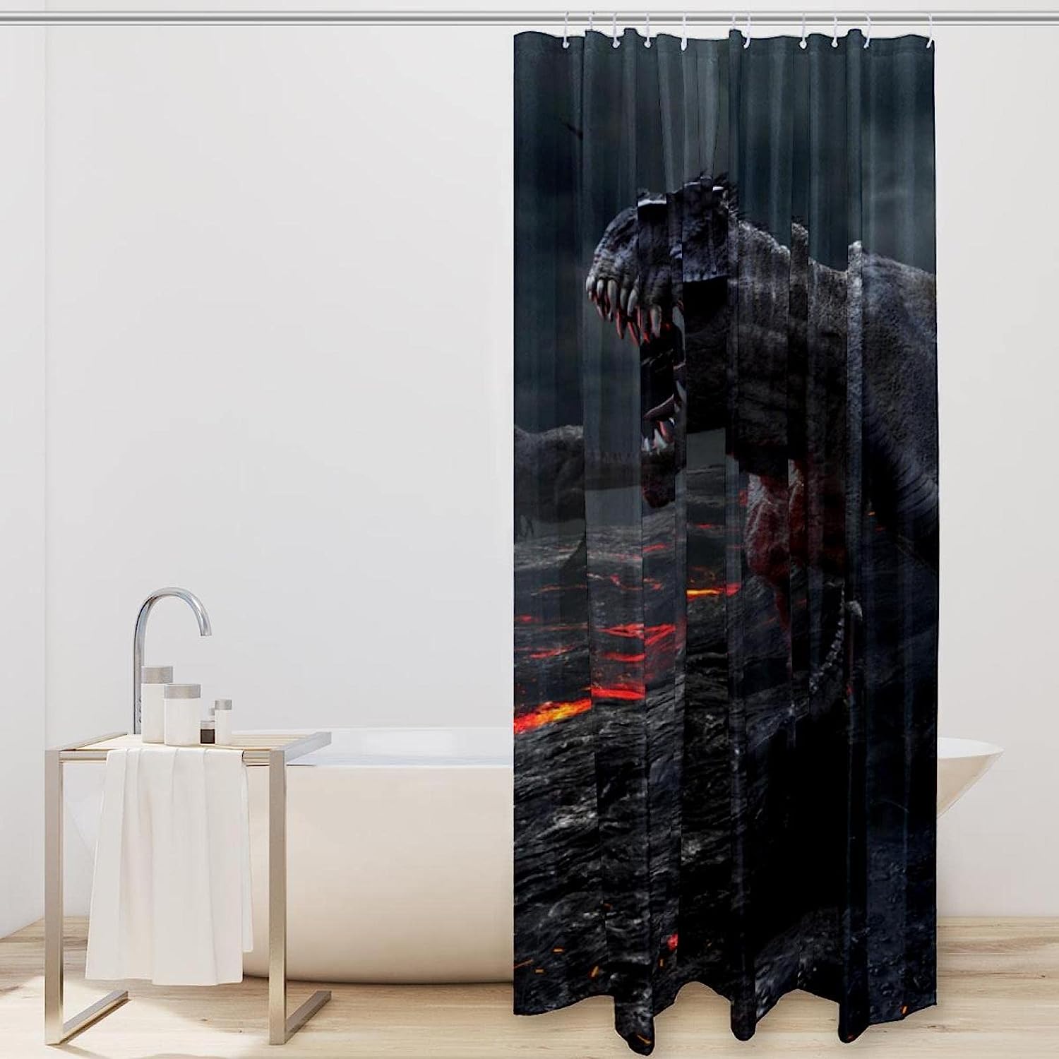 3D Dinosaurs Shower Curtain - Fun And Cute Dinosaur Prints - Image 2
