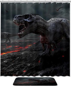 3D Dinosaurs Waterproof Shower Curtain - Fun And Cute Dinosaur Prints