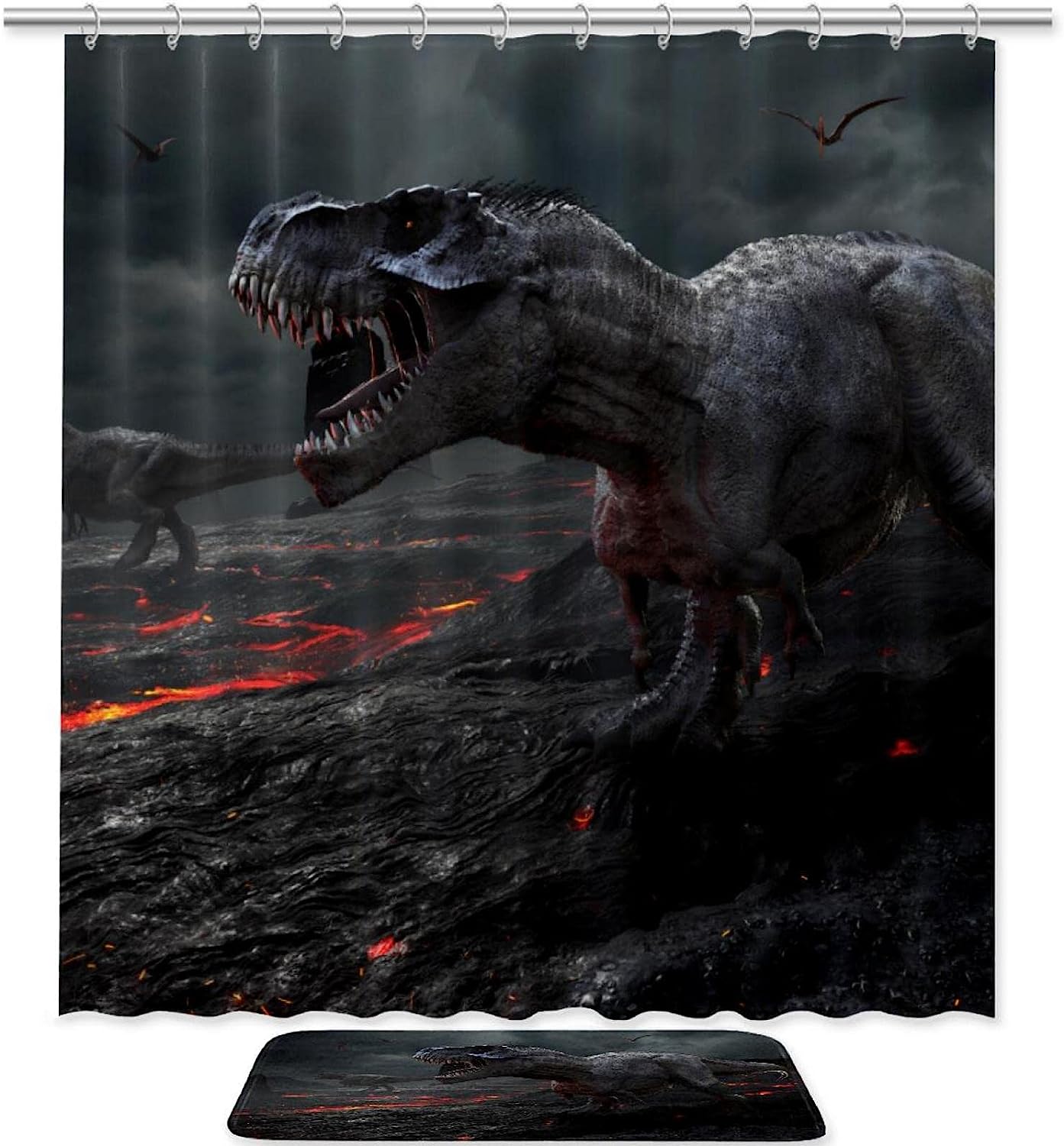 3D Dinosaurs Waterproof Shower Curtain - Fun And Cute Dinosaur Prints