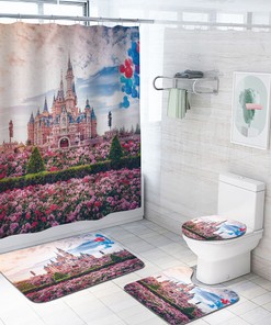 3D Disneyland Castle Garden Shower Curtain - Magical Prints