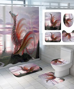 3D Dragons Feather Animal Shower Curtain - Mythical Creature Print