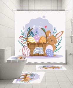 3D Easter Eggs Rabbit Shower Curtain - Festive And Cute Prints