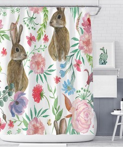 3D Easter Rabbit Flowers Animals Shower Curtain - Festive And Cute Animal Prints