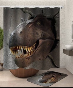 3D Effect Dinosaur T Reshower Curtain - Fun And Animated Dinosaur Prints