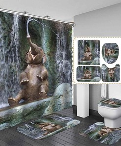 3D Elephant Shower Curtain With Animal Design