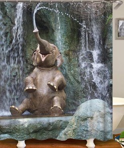 3D Elephant Shower Curtain With Animal Design