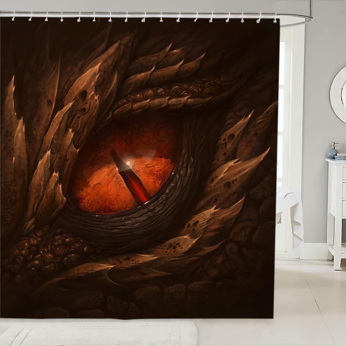3D Eye Art Scary Western Fantasy Mythical Print Fabric Shower Curtain