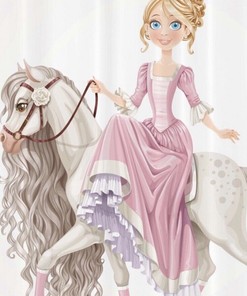 3D Fabric Shower Waterproof Curtain Bathroom Girls Decor with Princess on a Horse Design 