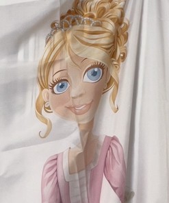 3D Fabric Shower Waterproof Curtain Bathroom Girls Decor with Princess on a Horse Design
