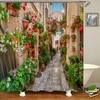 3D Floral Print Shower Curtain with Rural Flowers Garden Design