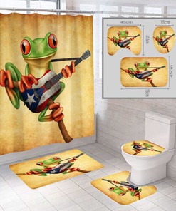 3D Frog Guitar Music Animal Shower Curtain With A Playful Twist