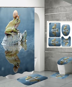 3D Frog Tortoise Snail Nature Shower Curtain Bathroom Decor
