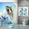 3D Funny Shark Dolphin Turtle Waterproof Shower Curtain Lid Set For A Beachy Bathroom