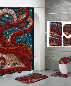 3D Glass Octopus Print Shower Curtain For An Underwater Escape In Your Bathroom