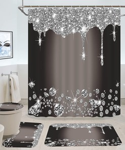 3D Glitter Diamond Shower Curtain For Creative Home Bathroom Decoration