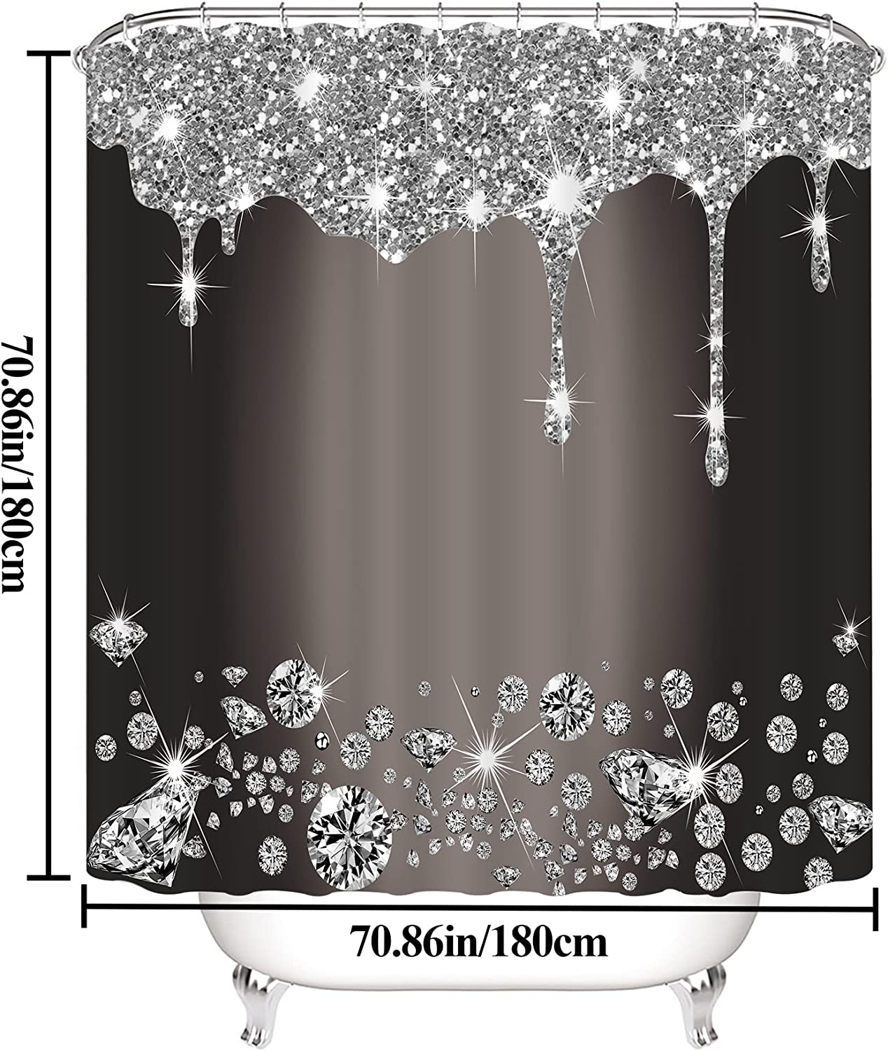 3D Glitter Diamond Shower Curtain For Creative Home Bathroom Decoration - Image 2