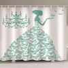 3D Green Butterfly Skirt Shower Curtain, Waterproof Fabric Bathroom Decoration With Nature Print 