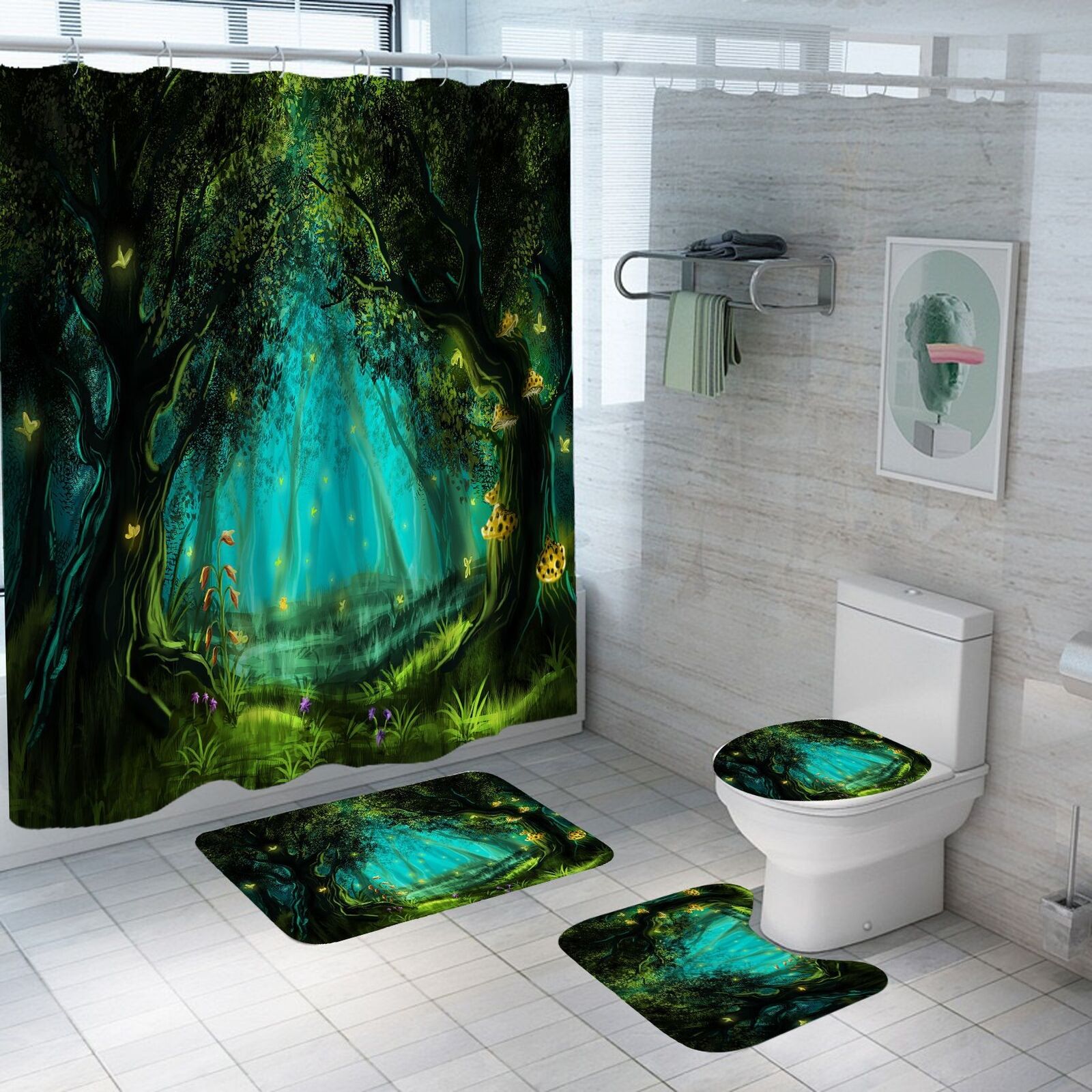3D Jungle Trees Forest Shower Curtain For A Nature-Lover'S Bathroom