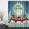 3D Kawaii Penguin Christmas Shower Curtain - Small Farmhouse Bathroom Decor