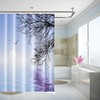 3D Lake Tree Lemon Shower Curtain With Waterproof Fiber For A Relaxing Bathroom