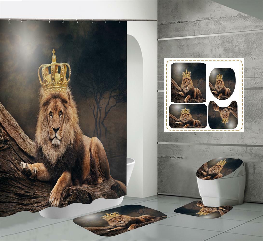 3D Lion Shower Curtain Bath Animals For A Majestic Vibe In Your Bathroom