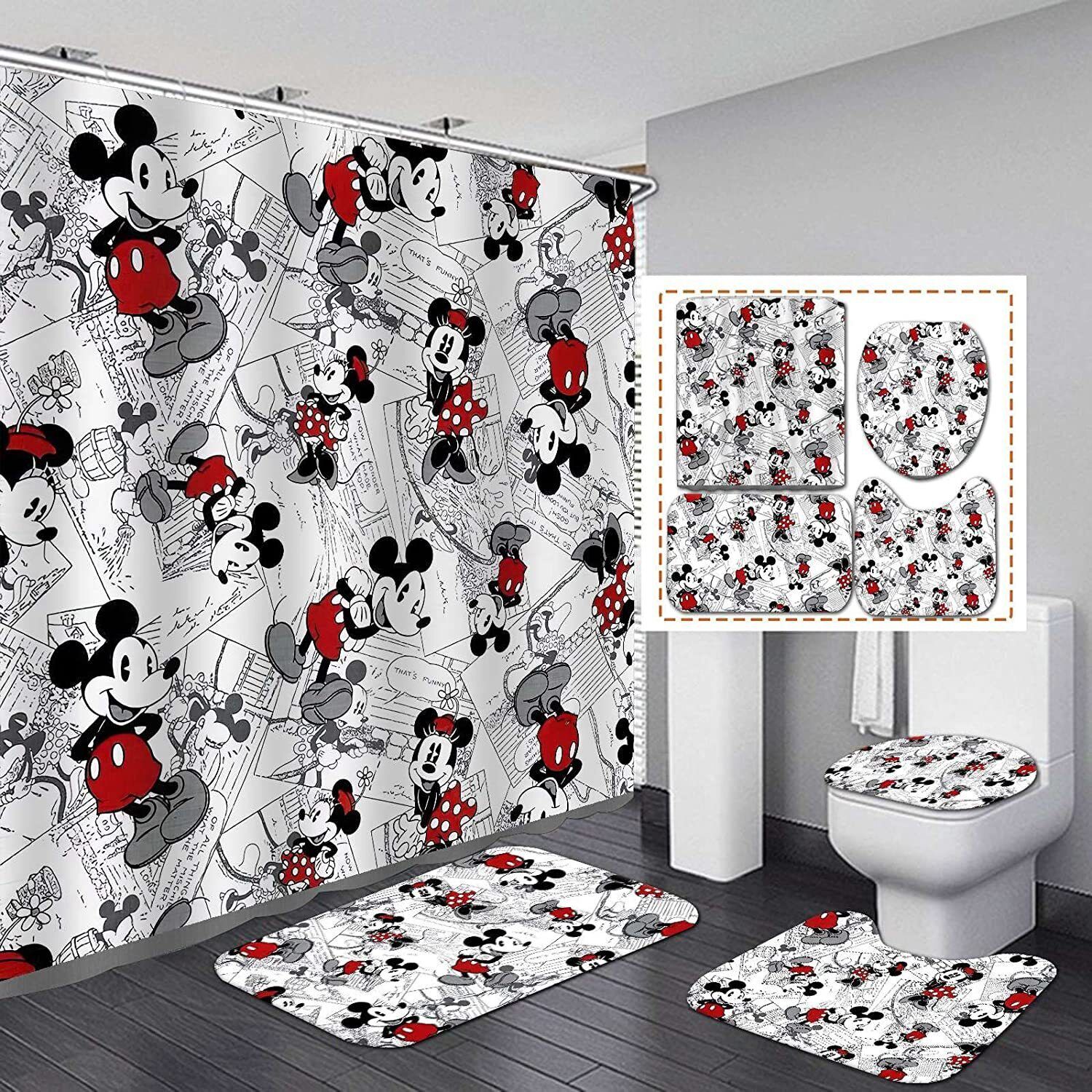 3D Mickey Mouse Waterproof Shower Curtain for a Playful Bathroom Dcor