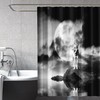 3D Moon Wolf Shower Curtain Waterproof Fiber For A Bold And Majestic Bathroom
