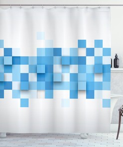 3D Mosaic Geometric Print Shower Curtain For Modern Bathroom Decor