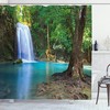 3D Nature Landscape Shower Curtain, Waterfall Scenery Design, Waterproof Fabric for Bathroom
