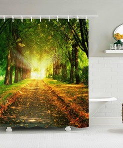 3D Nature Scenery: Rainforest Shower Curtain with Jungle Trees and Plants