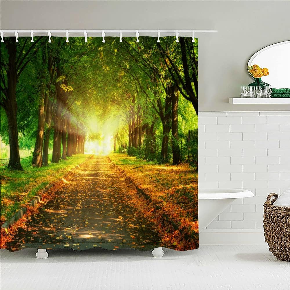 3D Nature Scenery: Rainforest Shower Curtain with Jungle Trees and Plants